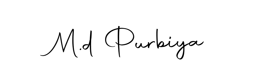 How to make M.d Purbiya name signature. Use Autography-DOLnW style for creating short signs online. This is the latest handwritten sign. M.d Purbiya signature style 10 images and pictures png