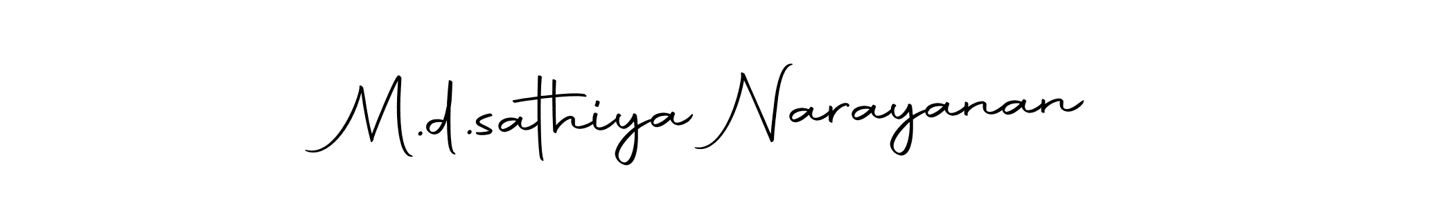 You should practise on your own different ways (Autography-DOLnW) to write your name (M.d.sathiya Narayanan) in signature. don't let someone else do it for you. M.d.sathiya Narayanan signature style 10 images and pictures png