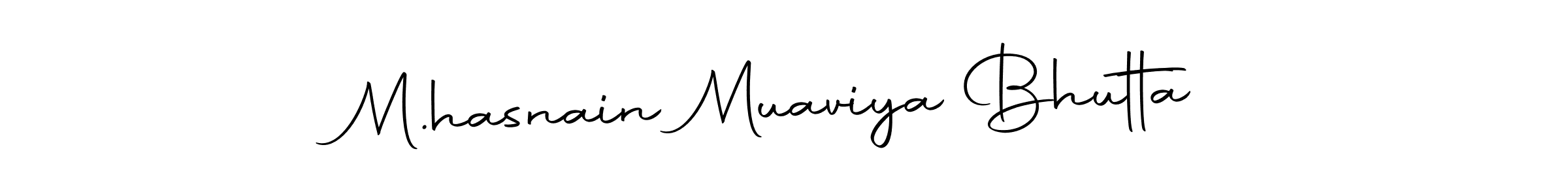 Create a beautiful signature design for name M.hasnain Muaviya Bhutta. With this signature (Autography-DOLnW) fonts, you can make a handwritten signature for free. M.hasnain Muaviya Bhutta signature style 10 images and pictures png