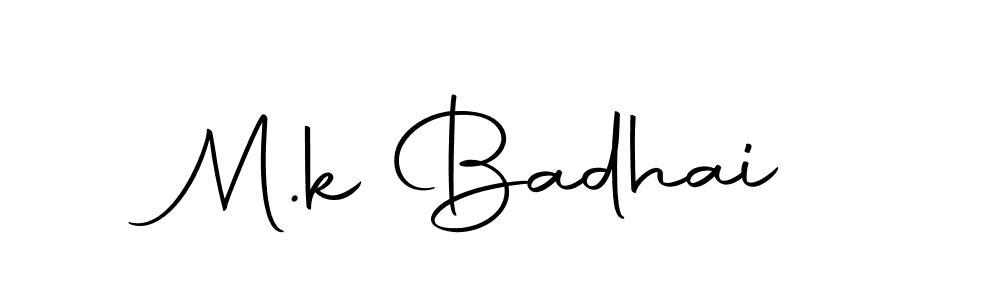 How to make M.k Badhai name signature. Use Autography-DOLnW style for creating short signs online. This is the latest handwritten sign. M.k Badhai signature style 10 images and pictures png