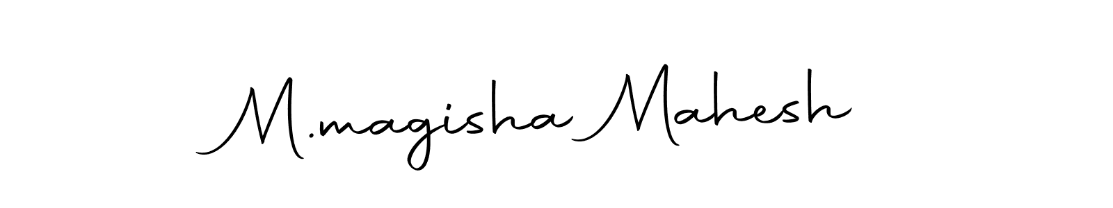 The best way (Autography-DOLnW) to make a short signature is to pick only two or three words in your name. The name M.magisha Mahesh include a total of six letters. For converting this name. M.magisha Mahesh signature style 10 images and pictures png