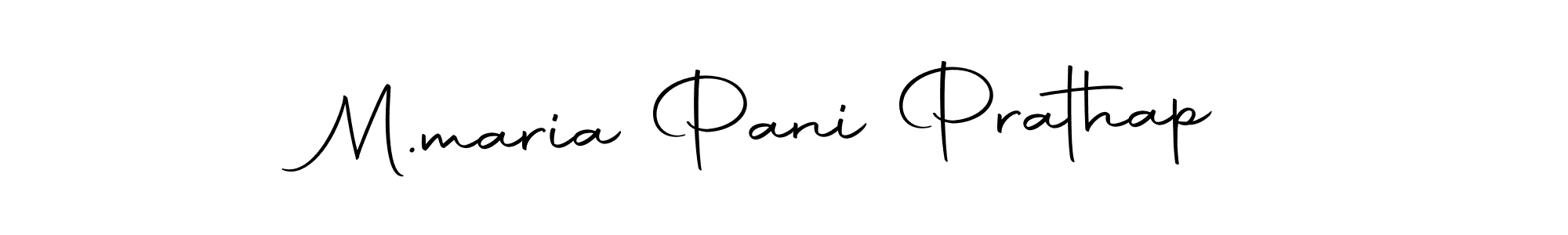 The best way (Autography-DOLnW) to make a short signature is to pick only two or three words in your name. The name M.maria Pani Prathap include a total of six letters. For converting this name. M.maria Pani Prathap signature style 10 images and pictures png