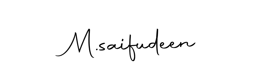 The best way (Autography-DOLnW) to make a short signature is to pick only two or three words in your name. The name M.saifudeen include a total of six letters. For converting this name. M.saifudeen signature style 10 images and pictures png