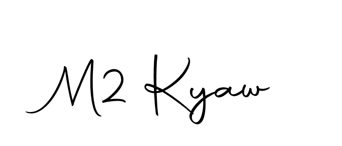 Design your own signature with our free online signature maker. With this signature software, you can create a handwritten (Autography-DOLnW) signature for name M2 Kyaw. M2 Kyaw signature style 10 images and pictures png