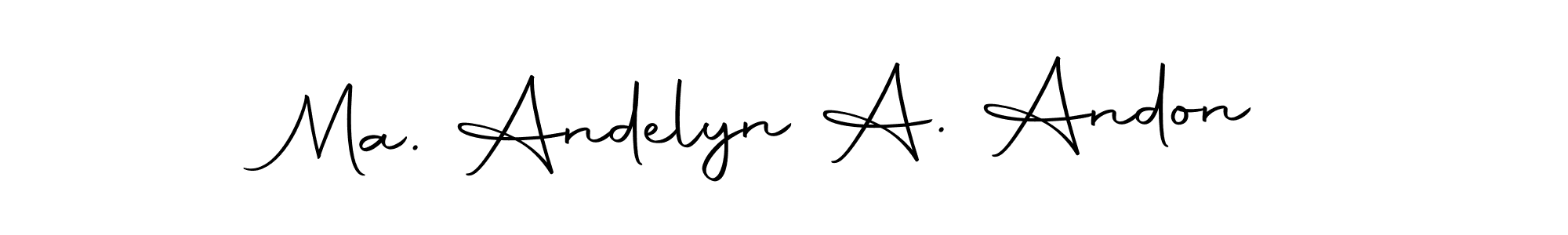 Also You can easily find your signature by using the search form. We will create Ma. Andelyn A. Andon name handwritten signature images for you free of cost using Autography-DOLnW sign style. Ma. Andelyn A. Andon signature style 10 images and pictures png