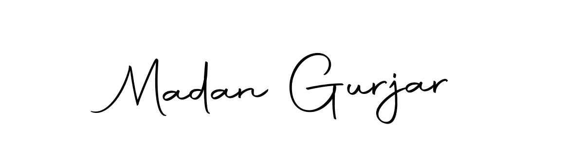 How to make Madan Gurjar name signature. Use Autography-DOLnW style for creating short signs online. This is the latest handwritten sign. Madan Gurjar signature style 10 images and pictures png