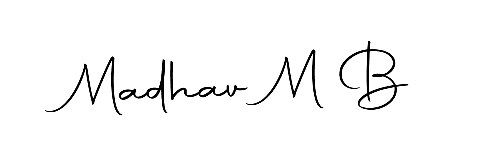 Design your own signature with our free online signature maker. With this signature software, you can create a handwritten (Autography-DOLnW) signature for name Madhav M B. Madhav M B signature style 10 images and pictures png