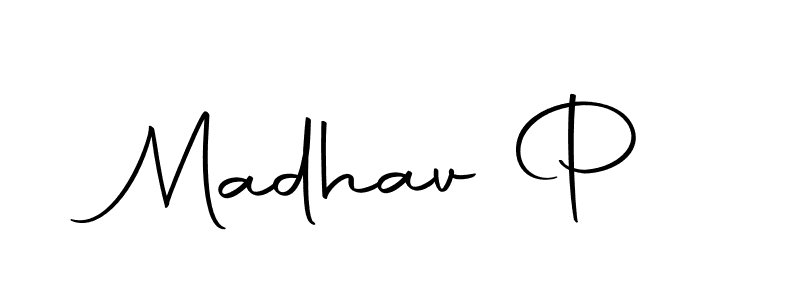 Design your own signature with our free online signature maker. With this signature software, you can create a handwritten (Autography-DOLnW) signature for name Madhav P. Madhav P signature style 10 images and pictures png