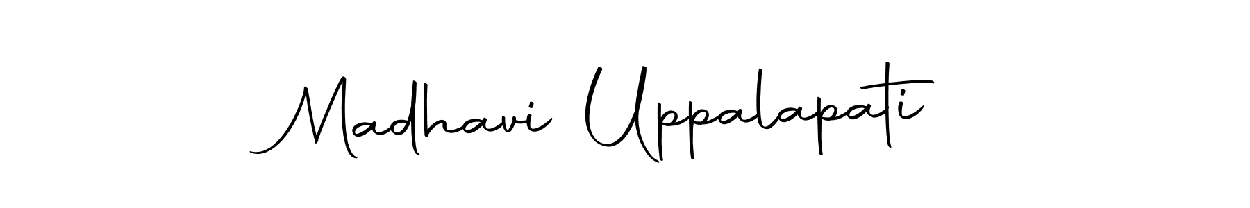 How to make Madhavi Uppalapati name signature. Use Autography-DOLnW style for creating short signs online. This is the latest handwritten sign. Madhavi Uppalapati signature style 10 images and pictures png