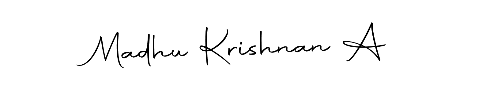 Design your own signature with our free online signature maker. With this signature software, you can create a handwritten (Autography-DOLnW) signature for name Madhu Krishnan A. Madhu Krishnan A signature style 10 images and pictures png
