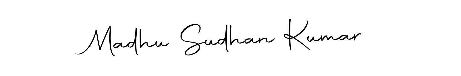 How to make Madhu Sudhan Kumar name signature. Use Autography-DOLnW style for creating short signs online. This is the latest handwritten sign. Madhu Sudhan Kumar signature style 10 images and pictures png