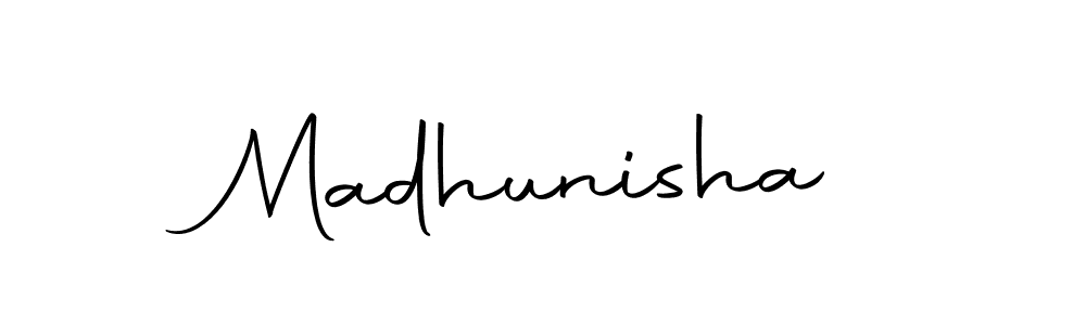 Use a signature maker to create a handwritten signature online. With this signature software, you can design (Autography-DOLnW) your own signature for name Madhunisha. Madhunisha signature style 10 images and pictures png