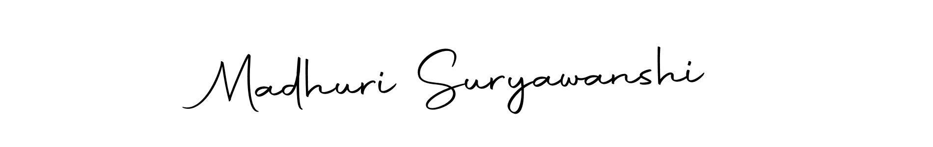 How to make Madhuri Suryawanshi name signature. Use Autography-DOLnW style for creating short signs online. This is the latest handwritten sign. Madhuri Suryawanshi signature style 10 images and pictures png