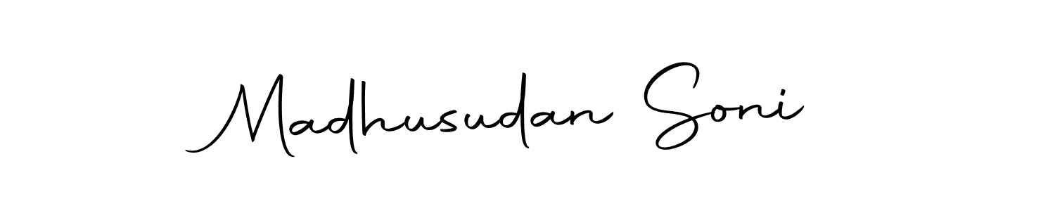 How to make Madhusudan Soni name signature. Use Autography-DOLnW style for creating short signs online. This is the latest handwritten sign. Madhusudan Soni signature style 10 images and pictures png