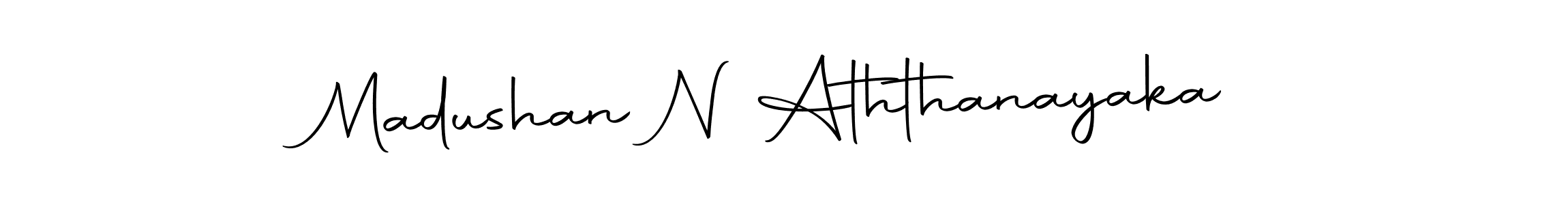 How to make Madushan N Aththanayaka name signature. Use Autography-DOLnW style for creating short signs online. This is the latest handwritten sign. Madushan N Aththanayaka signature style 10 images and pictures png