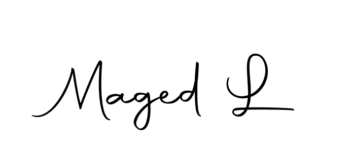 Autography-DOLnW is a professional signature style that is perfect for those who want to add a touch of class to their signature. It is also a great choice for those who want to make their signature more unique. Get Maged L name to fancy signature for free. Maged L signature style 10 images and pictures png