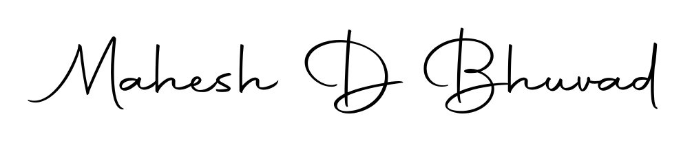 The Autography-DOLnW typeface gives name Mahesh D Bhuvad a refined look. Suitable for certificates, diplomas, and official verification. Mahesh D Bhuvad signature style 10 images and pictures png