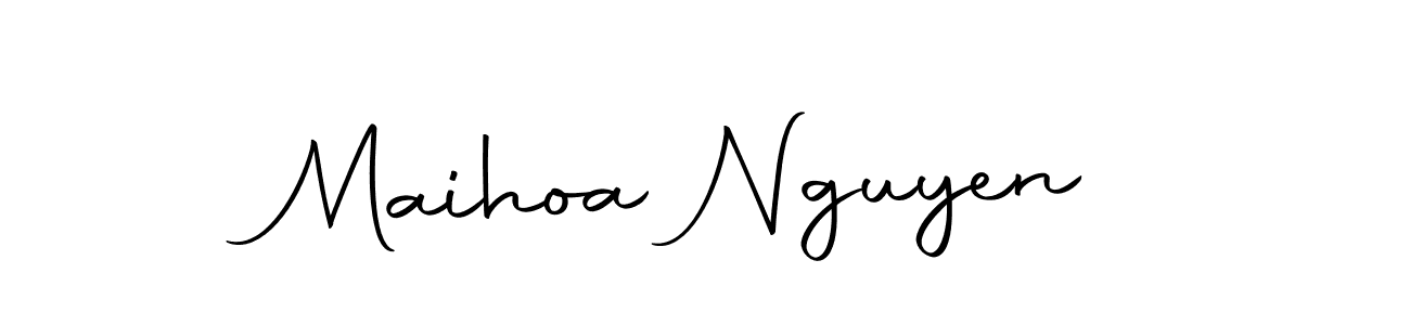 How to make Maihoa Nguyen name signature. Use Autography-DOLnW style for creating short signs online. This is the latest handwritten sign. Maihoa Nguyen signature style 10 images and pictures png