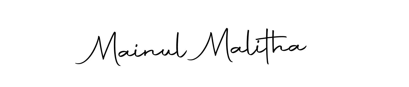 The best way (Autography-DOLnW) to make a short signature is to pick only two or three words in your name. The name Mainul Malitha include a total of six letters. For converting this name. Mainul Malitha signature style 10 images and pictures png