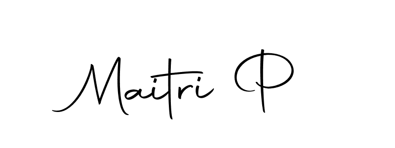 How to make Maitri P name signature. Use Autography-DOLnW style for creating short signs online. This is the latest handwritten sign. Maitri P signature style 10 images and pictures png