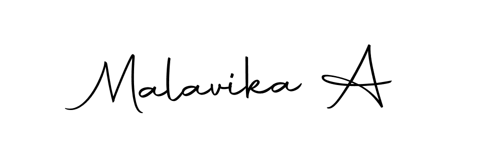 Create a beautiful signature design for name Malavika A. With this signature (Autography-DOLnW) fonts, you can make a handwritten signature for free. Malavika A signature style 10 images and pictures png
