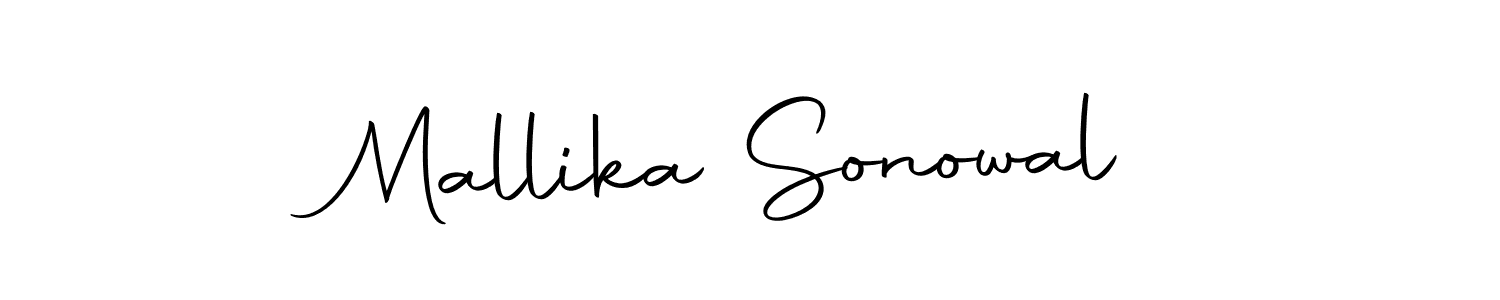 How to make Mallika Sonowal name signature. Use Autography-DOLnW style for creating short signs online. This is the latest handwritten sign. Mallika Sonowal signature style 10 images and pictures png