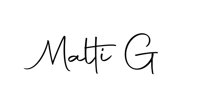 The best way (Autography-DOLnW) to make a short signature is to pick only two or three words in your name. The name Malti G include a total of six letters. For converting this name. Malti G signature style 10 images and pictures png