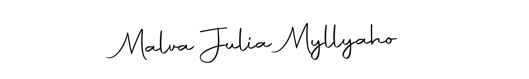 The best way (Autography-DOLnW) to make a short signature is to pick only two or three words in your name. The name Malva Julia Myllyaho include a total of six letters. For converting this name. Malva Julia Myllyaho signature style 10 images and pictures png