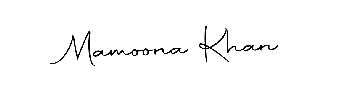 Create a beautiful signature design for name Mamoona Khan. With this signature (Autography-DOLnW) fonts, you can make a handwritten signature for free. Mamoona Khan signature style 10 images and pictures png