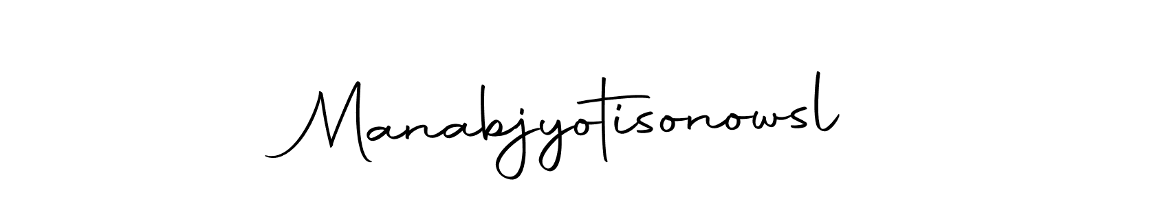 How to make Manabjyotisonowsl name signature. Use Autography-DOLnW style for creating short signs online. This is the latest handwritten sign. Manabjyotisonowsl signature style 10 images and pictures png