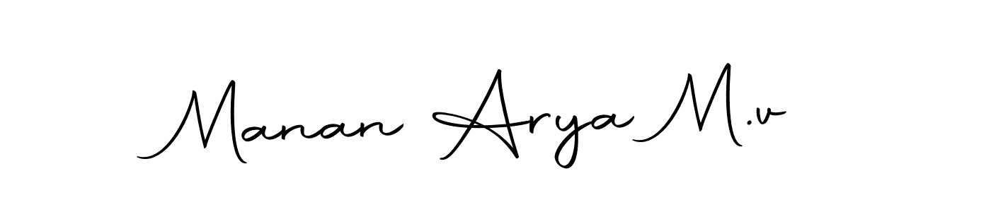 The best way (Autography-DOLnW) to make a short signature is to pick only two or three words in your name. The name Manan Arya M.v include a total of six letters. For converting this name. Manan Arya M.v signature style 10 images and pictures png