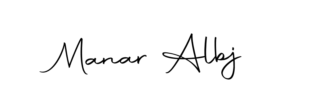 How to make Manar Albj name signature. Use Autography-DOLnW style for creating short signs online. This is the latest handwritten sign. Manar Albj signature style 10 images and pictures png