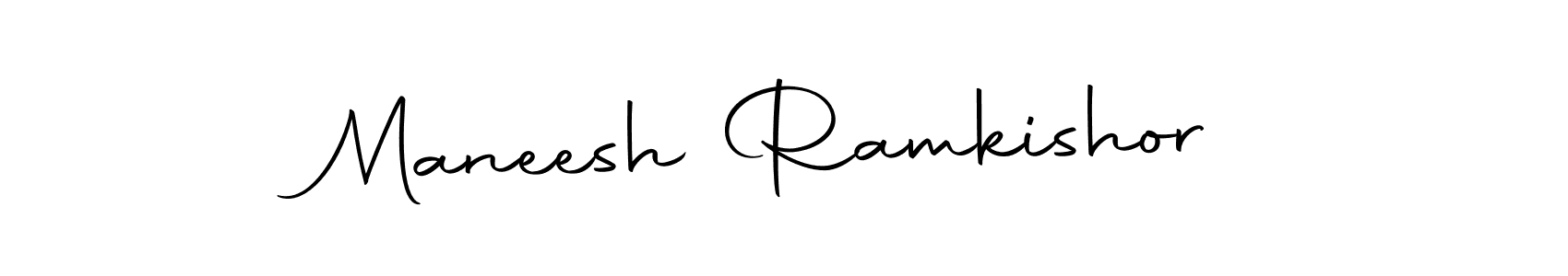 How to make Maneesh Ramkishor name signature. Use Autography-DOLnW style for creating short signs online. This is the latest handwritten sign. Maneesh Ramkishor signature style 10 images and pictures png