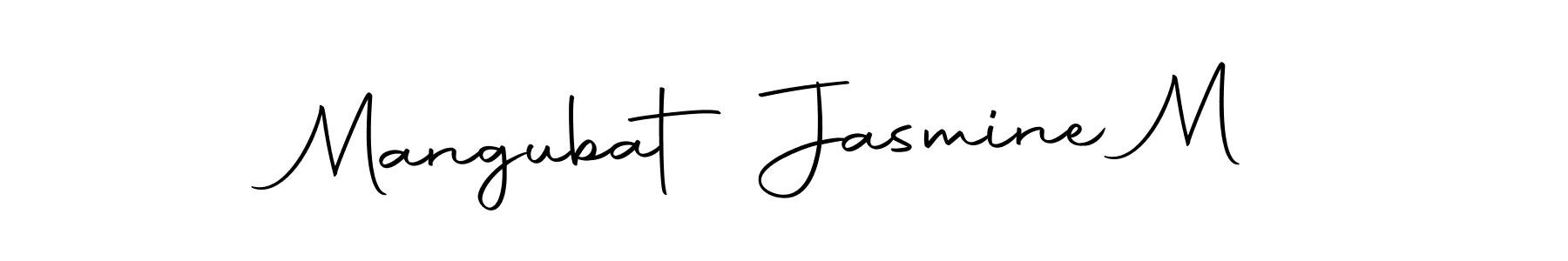 Create a beautiful signature design for name Mangubat Jasmine M. With this signature (Autography-DOLnW) fonts, you can make a handwritten signature for free. Mangubat Jasmine M signature style 10 images and pictures png