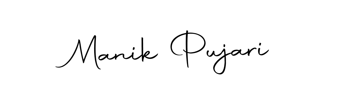 How to make Manik Pujari name signature. Use Autography-DOLnW style for creating short signs online. This is the latest handwritten sign. Manik Pujari signature style 10 images and pictures png