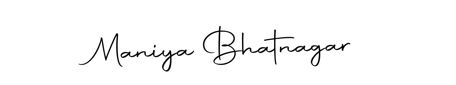 How to make Maniya Bhatnagar name signature. Use Autography-DOLnW style for creating short signs online. This is the latest handwritten sign. Maniya Bhatnagar signature style 10 images and pictures png