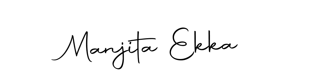 How to make Manjita Ekka name signature. Use Autography-DOLnW style for creating short signs online. This is the latest handwritten sign. Manjita Ekka signature style 10 images and pictures png