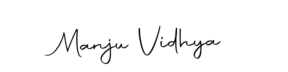 How to make Manju Vidhya name signature. Use Autography-DOLnW style for creating short signs online. This is the latest handwritten sign. Manju Vidhya signature style 10 images and pictures png