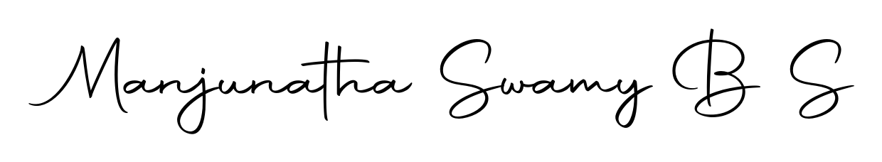 The best way (Autography-DOLnW) to make a short signature is to pick only two or three words in your name. For converting this name Manjunatha Swamy B S. Manjunatha Swamy B S signature style 10 images and pictures png