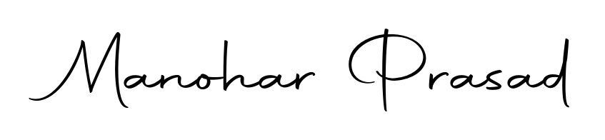How to make Manohar Prasad name signature. Use Autography-DOLnW style for creating short signs online. This is the latest handwritten sign. Manohar Prasad signature style 10 images and pictures png