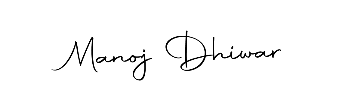 How to make Manoj Dhiwar name signature. Use Autography-DOLnW style for creating short signs online. This is the latest handwritten sign. Manoj Dhiwar signature style 10 images and pictures png