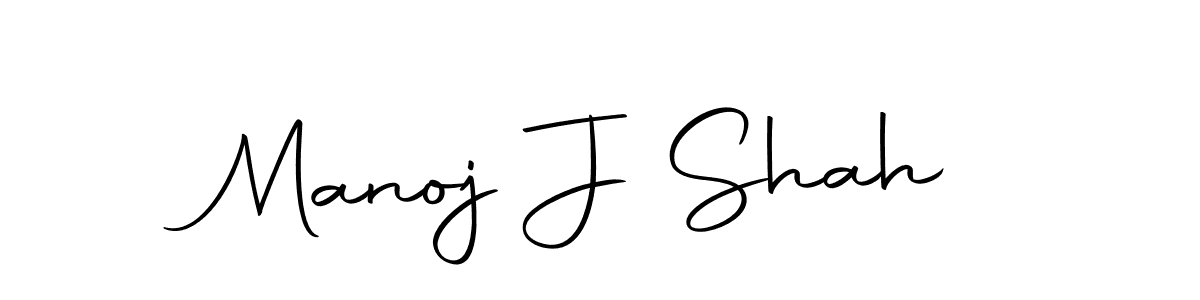 How to make Manoj J Shah name signature. Use Autography-DOLnW style for creating short signs online. This is the latest handwritten sign. Manoj J Shah signature style 10 images and pictures png