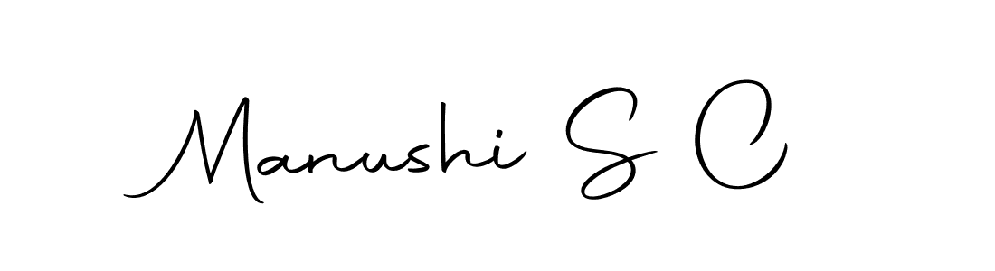 Manushi S C stylish signature style. Best Handwritten Sign (Autography-DOLnW) for my name. Handwritten Signature Collection Ideas for my name Manushi S C. Manushi S C signature style 10 images and pictures png
