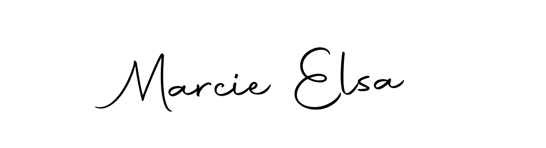 How to make Marcie Elsa name signature. Use Autography-DOLnW style for creating short signs online. This is the latest handwritten sign. Marcie Elsa signature style 10 images and pictures png
