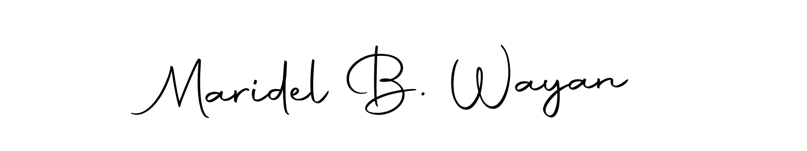 The best way (Autography-DOLnW) to make a short signature is to pick only two or three words in your name. The name Maridel B. Wayan include a total of six letters. For converting this name. Maridel B. Wayan signature style 10 images and pictures png