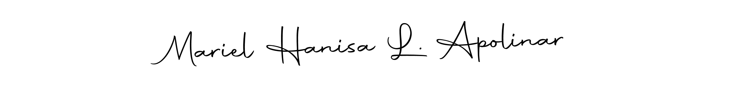 How to make Mariel Hanisa L. Apolinar name signature. Use Autography-DOLnW style for creating short signs online. This is the latest handwritten sign. Mariel Hanisa L. Apolinar signature style 10 images and pictures png