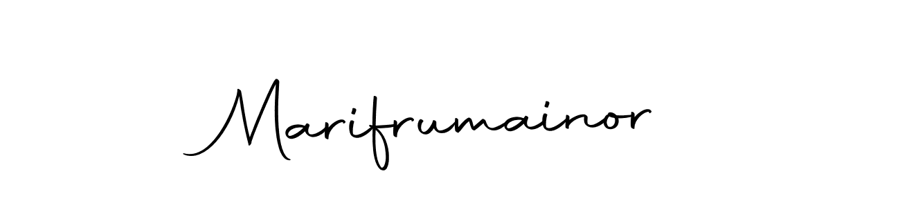How to make Marifrumainor name signature. Use Autography-DOLnW style for creating short signs online. This is the latest handwritten sign. Marifrumainor signature style 10 images and pictures png