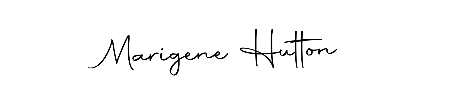 How to make Marigene Hutton name signature. Use Autography-DOLnW style for creating short signs online. This is the latest handwritten sign. Marigene Hutton signature style 10 images and pictures png