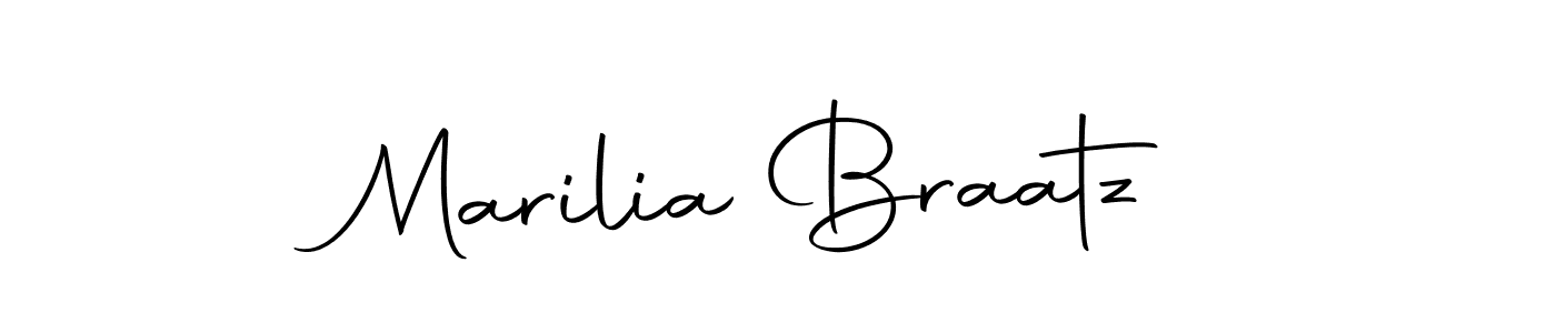 How to make Marilia Braatz name signature. Use Autography-DOLnW style for creating short signs online. This is the latest handwritten sign. Marilia Braatz signature style 10 images and pictures png