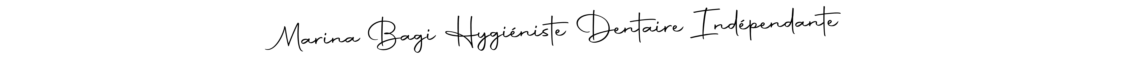 Create a beautiful signature design for name Marina Bagi Hygiéniste Dentaire Indépendante. With this signature (Autography-DOLnW) fonts, you can make a handwritten signature for free. Marina Bagi Hygiéniste Dentaire Indépendante signature style 10 images and pictures png